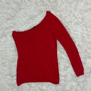 Vintage Chic Glam Y2K 90s Guess Red off the shoulder long sleeve top